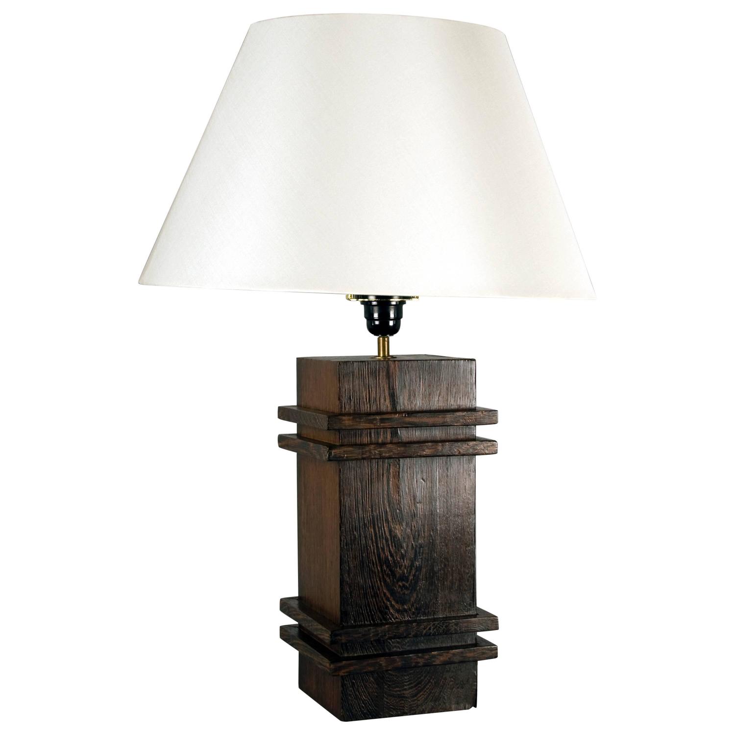 Square Pedestal Table Lamp by Jacques For Sale at 1stdibs