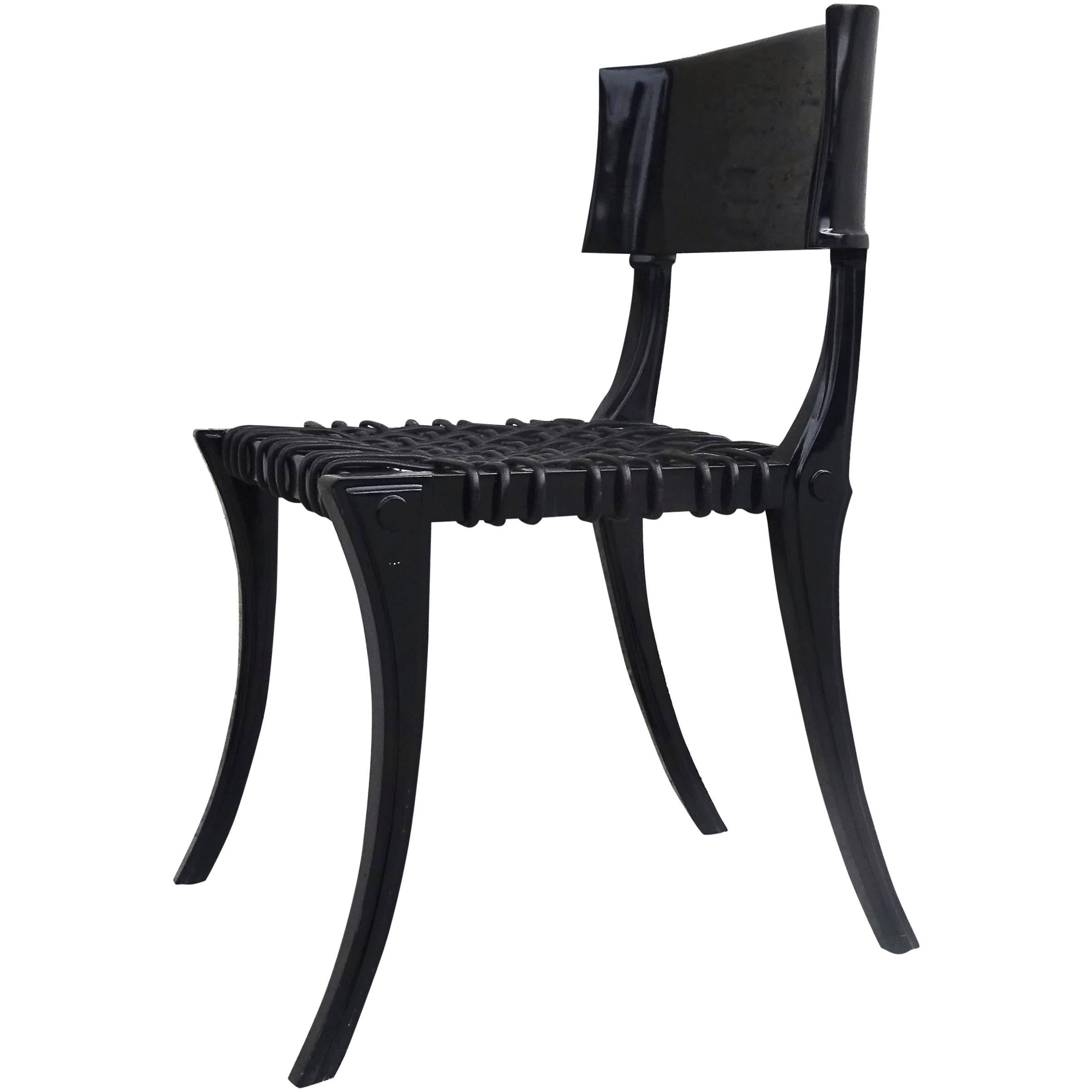Rare Chic 1950s T.H. Robsjohn-Gibbings Ebonized Klismos Chair for Saridis