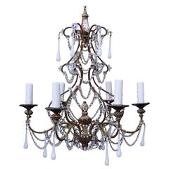 Six-Light White Opaline Chandelier, circa 1900 12