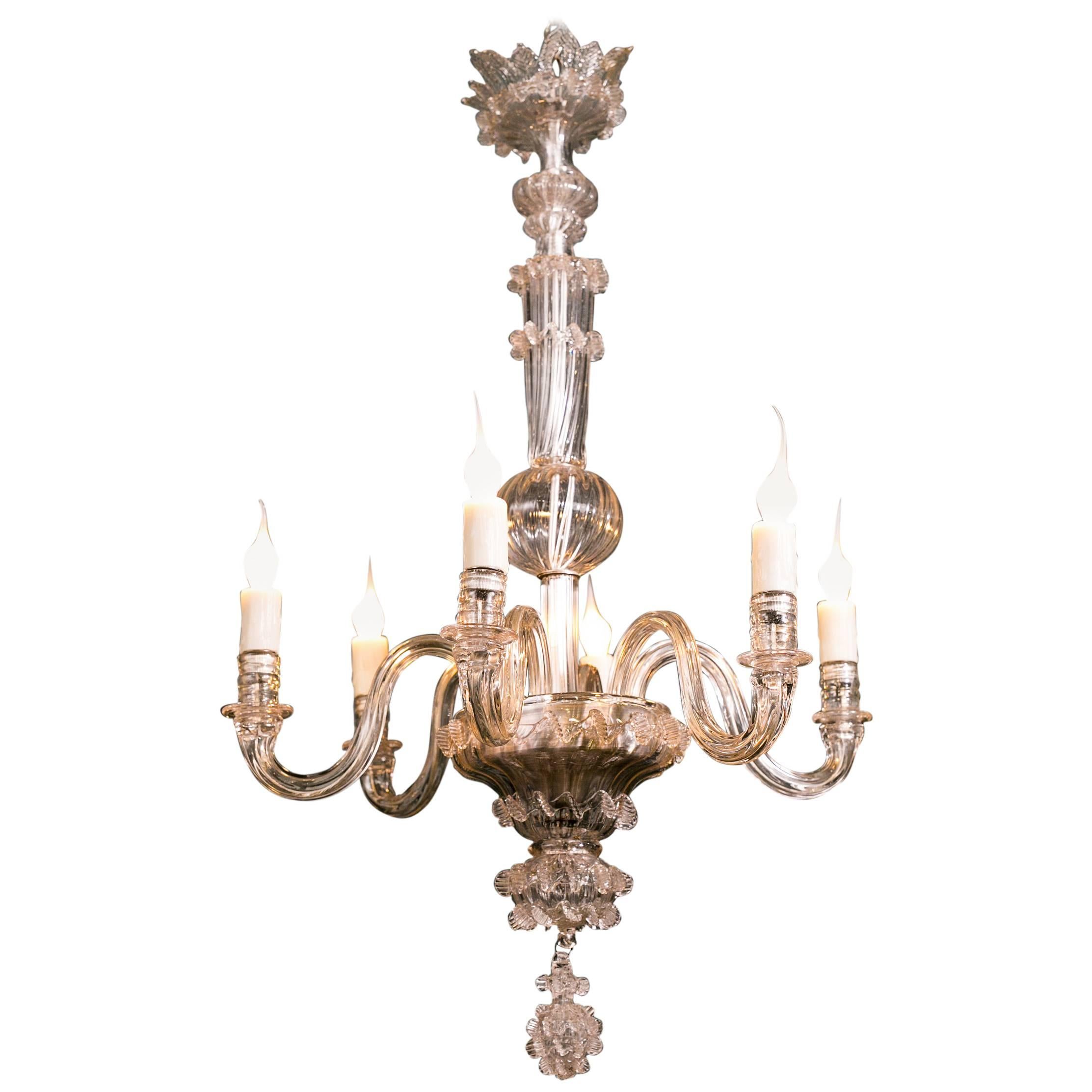 Vintage Clear Glass Murano Chandelier