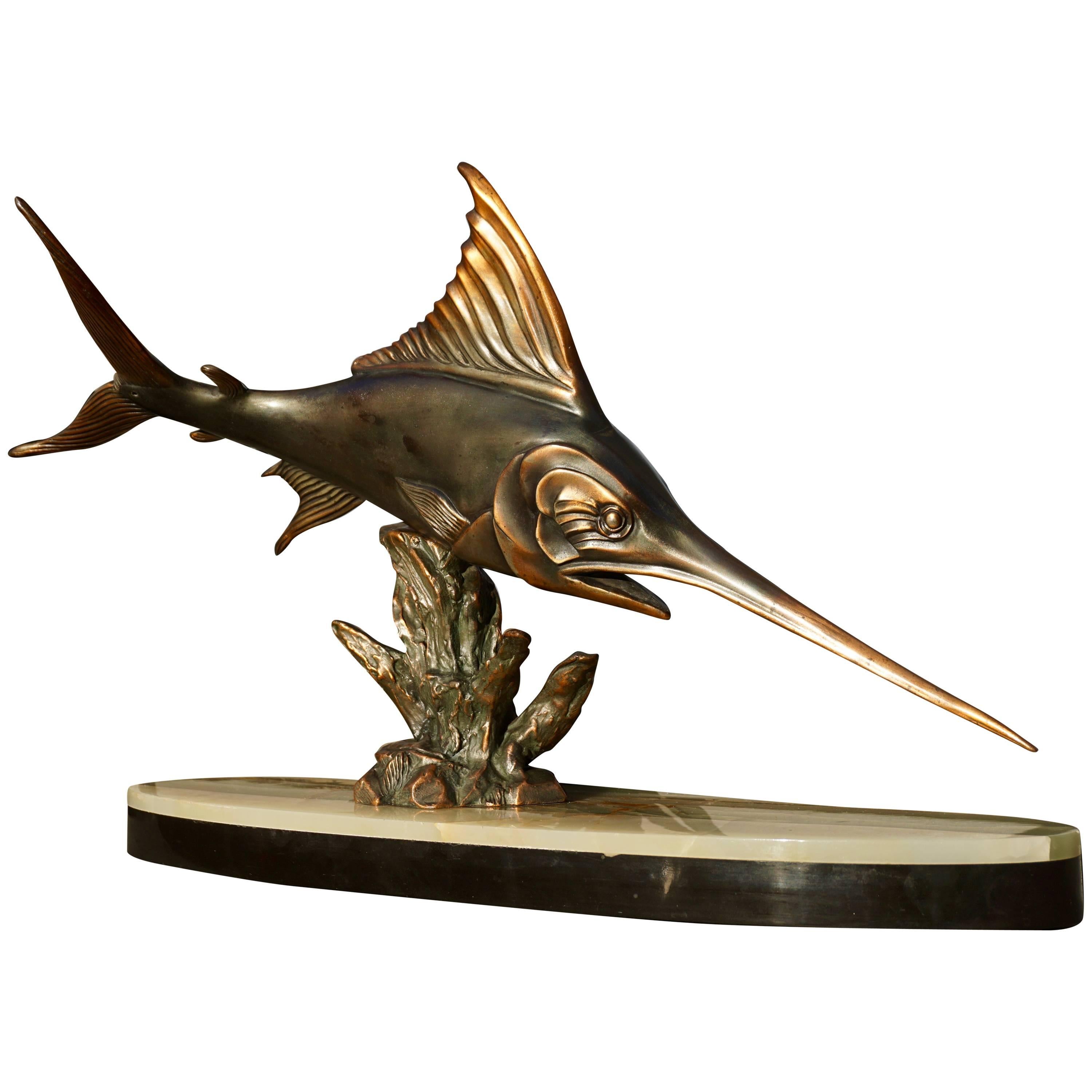 Art Deco Marlin Sculpture by Rochard