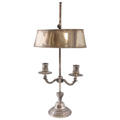 French Silvered Bronze Two-Light Bouillotte Lamp