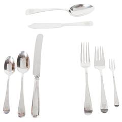 Antique Sterling Silver Flatware Service for 12 with Art Deco Motif by Dominick and Haff