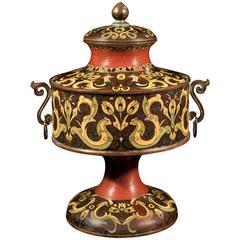 Early 20th Century Cloisonné Lidded Bronze Urn