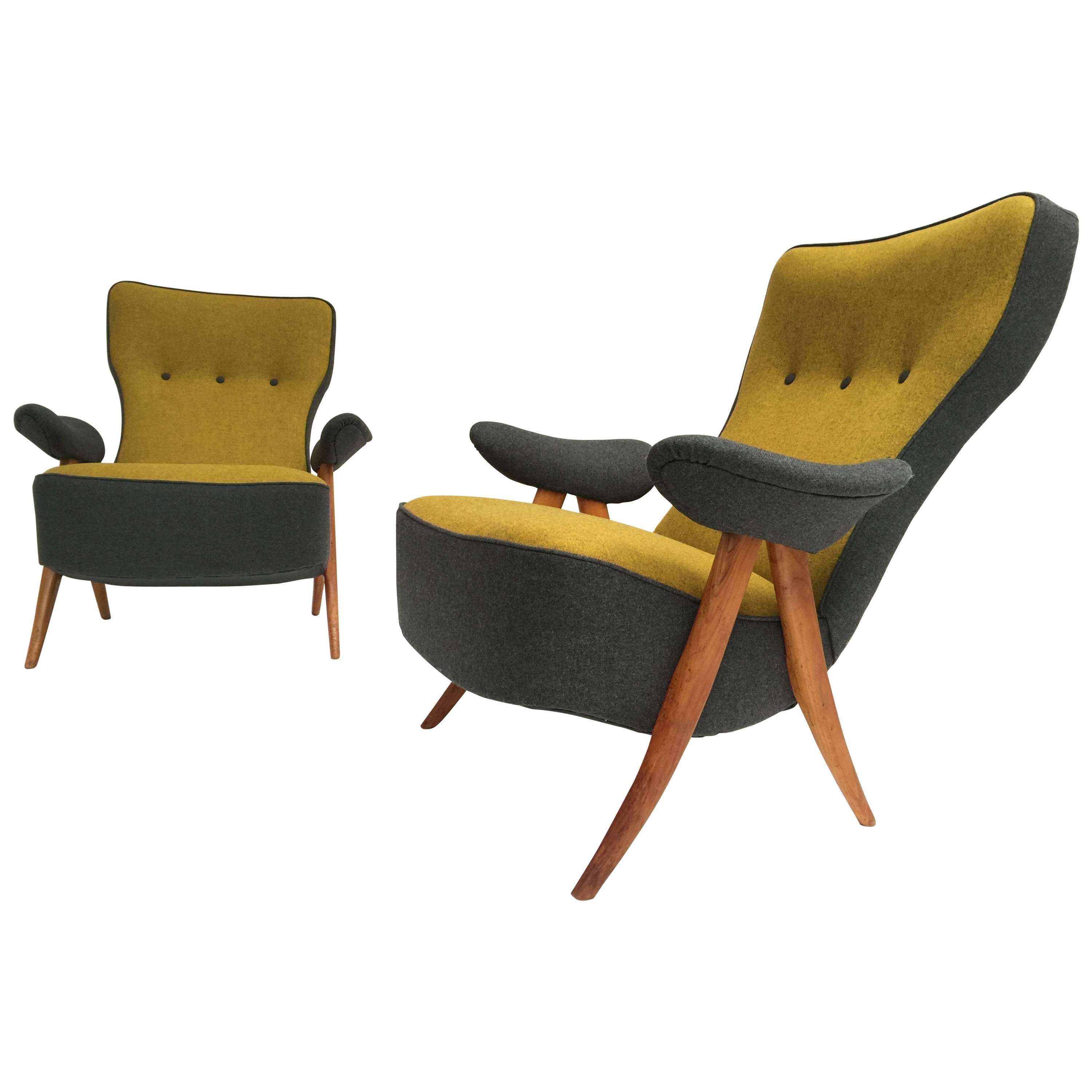Stunning pair of 1950's Theo Ruth Model 105 'Hair Pin' Easy Chairs for Artifort 