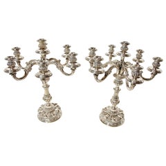 Magnificent Pair of 800 Silver Italian Candelabras