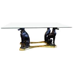 Glass with Whippets Base Coffee Table