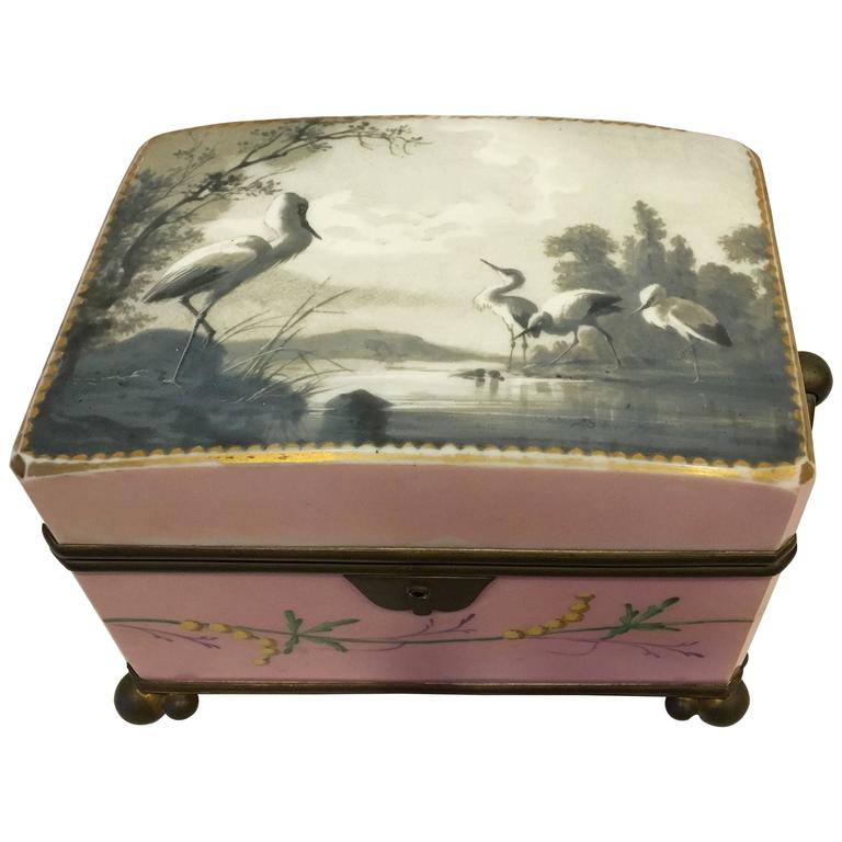 HandPainted Porcelain Casket Box For Sale at 1stdibs