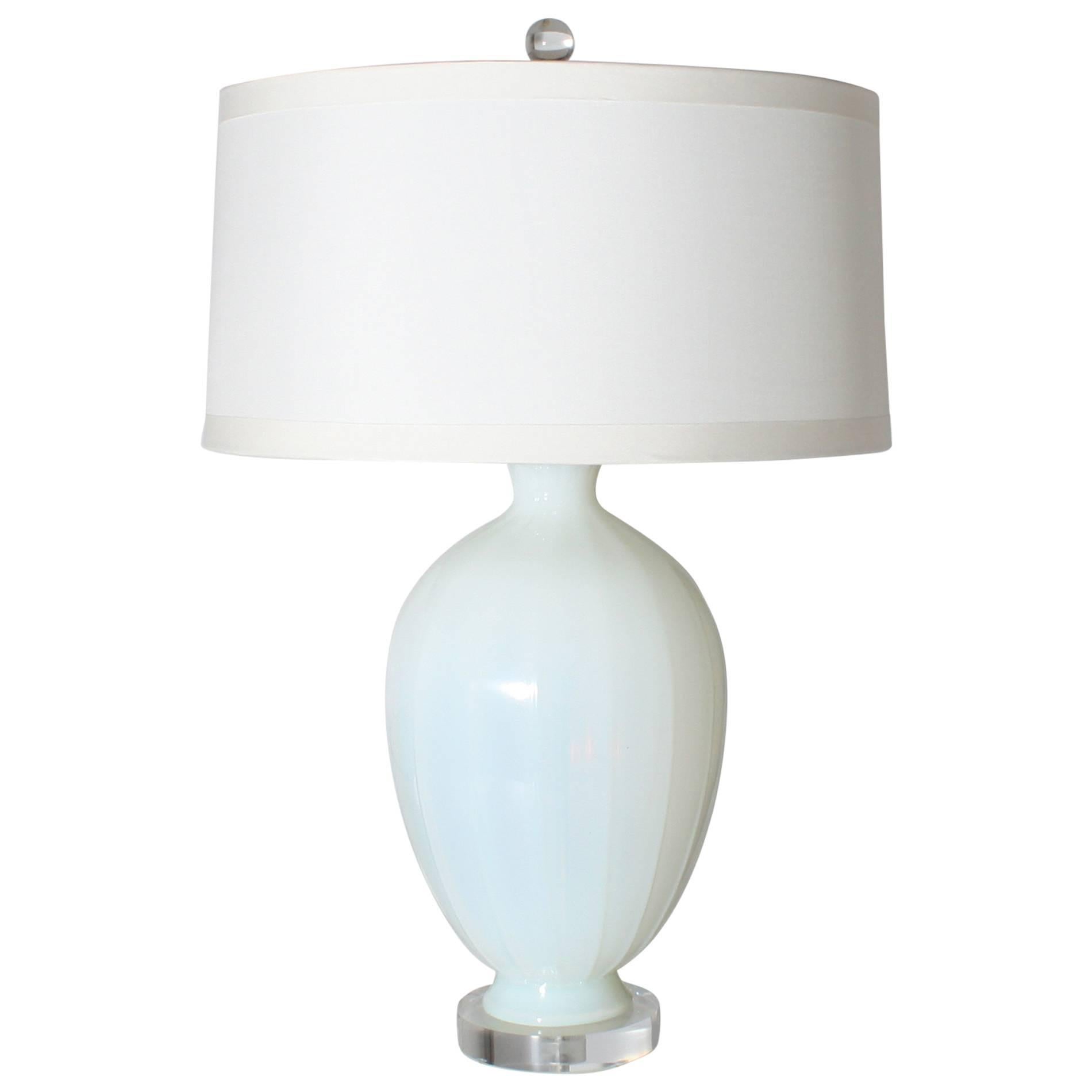 Opalescent Marbro Lamp with Ribbed Detail, circa 1960