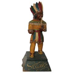 Original American Carved Cigar Store Indian Advertising Statue