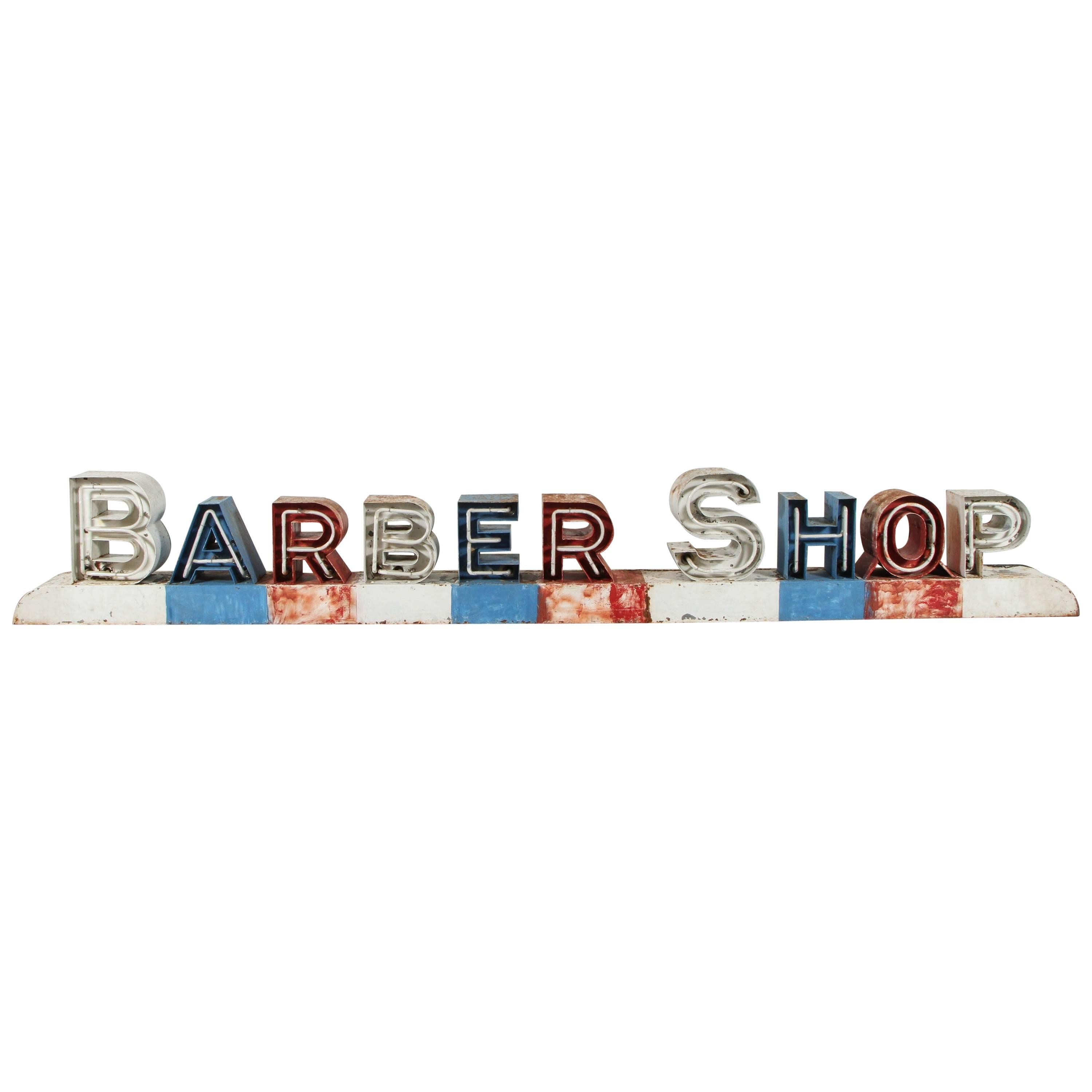 Vintage Americana Mid-Century Neon Barber Shop Sign