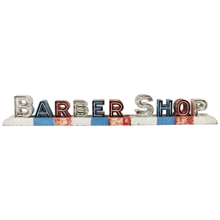 Vintage Americana Mid-Century Neon Barber Shop Sign For Sale