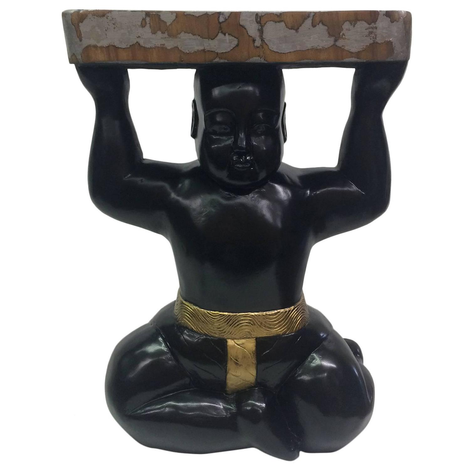 Pensive Chinese Buddah Statue Side/Entry Table at 1stdibs