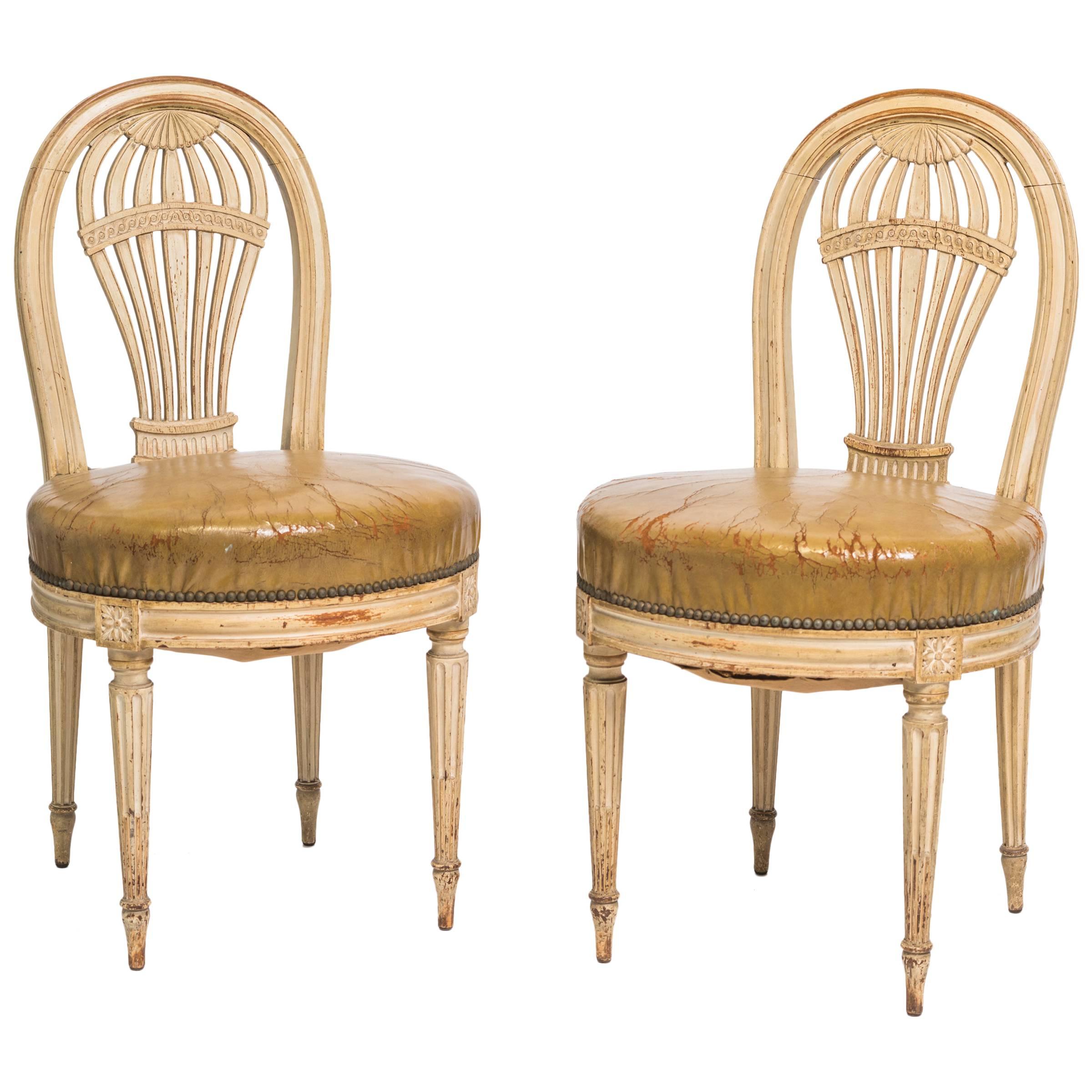 Pair of 1920s French Hot Air Balloon Side Chairs