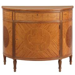 Potthast Adam's Style Inlaid Mahogany Demilune Cabinet Commode, 20th Century