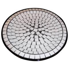Vintage Danish Midcentury Black and White Tile Chip Platter
