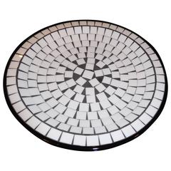 Retro Danish Midcentury Black and White Tile Chip Platter