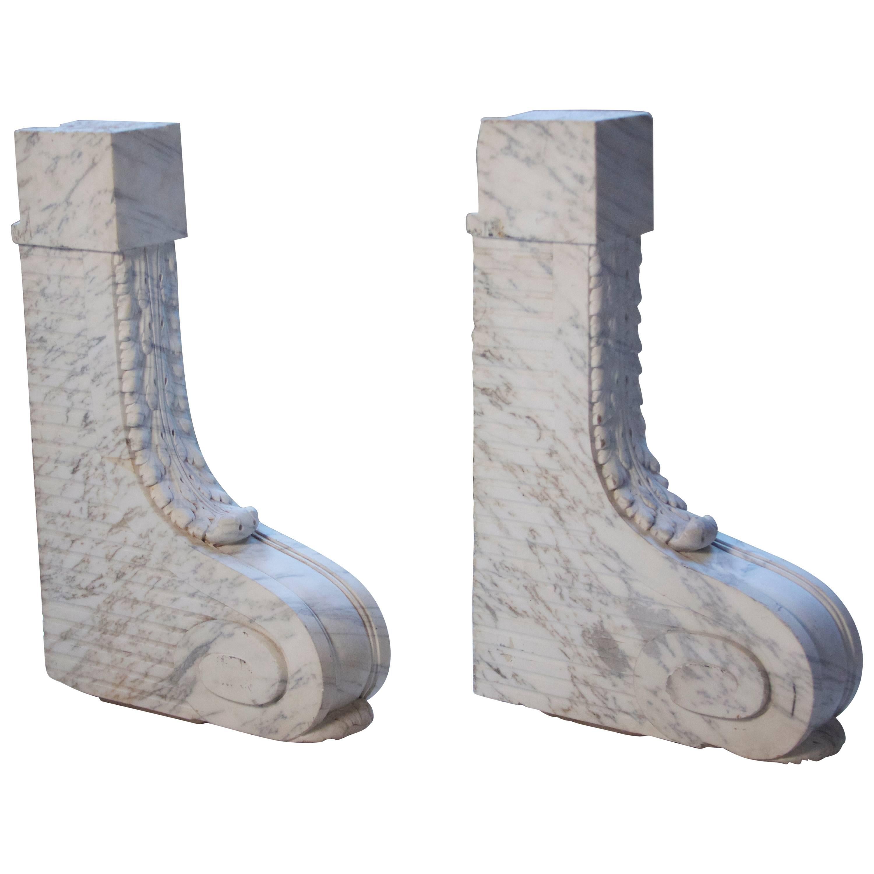 French Scroll Corbels in Carrara Marble