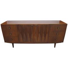 Stylish Sculptural Walnut American Modern Credenza Dresser Mid-Century 2