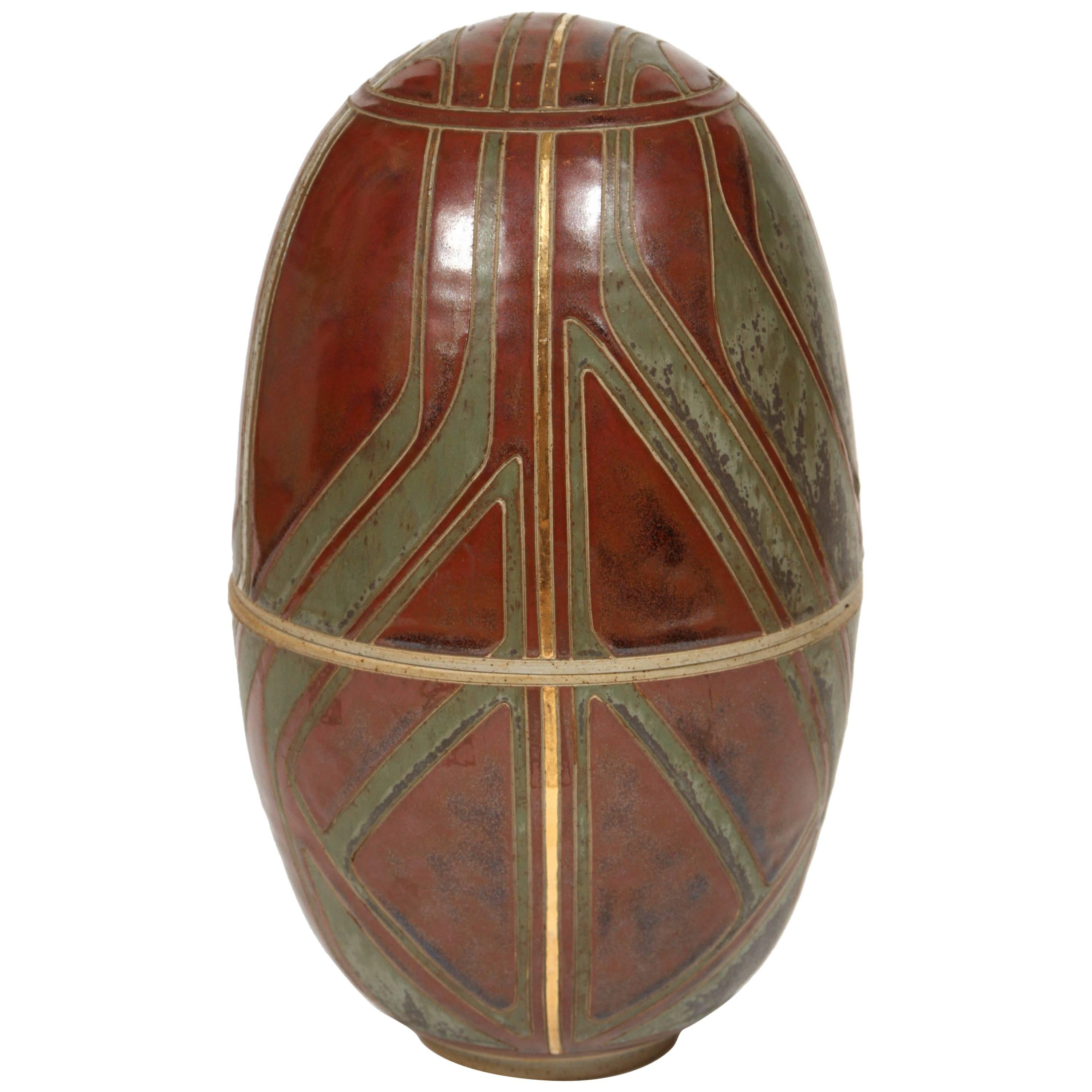 Brown Ceramic Egg For Sale