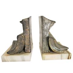Vintage Book Bookends with Onyx Bases