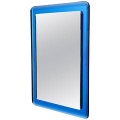 Blue Colored Beveled Glass Mirror, Italy, 1970s 4