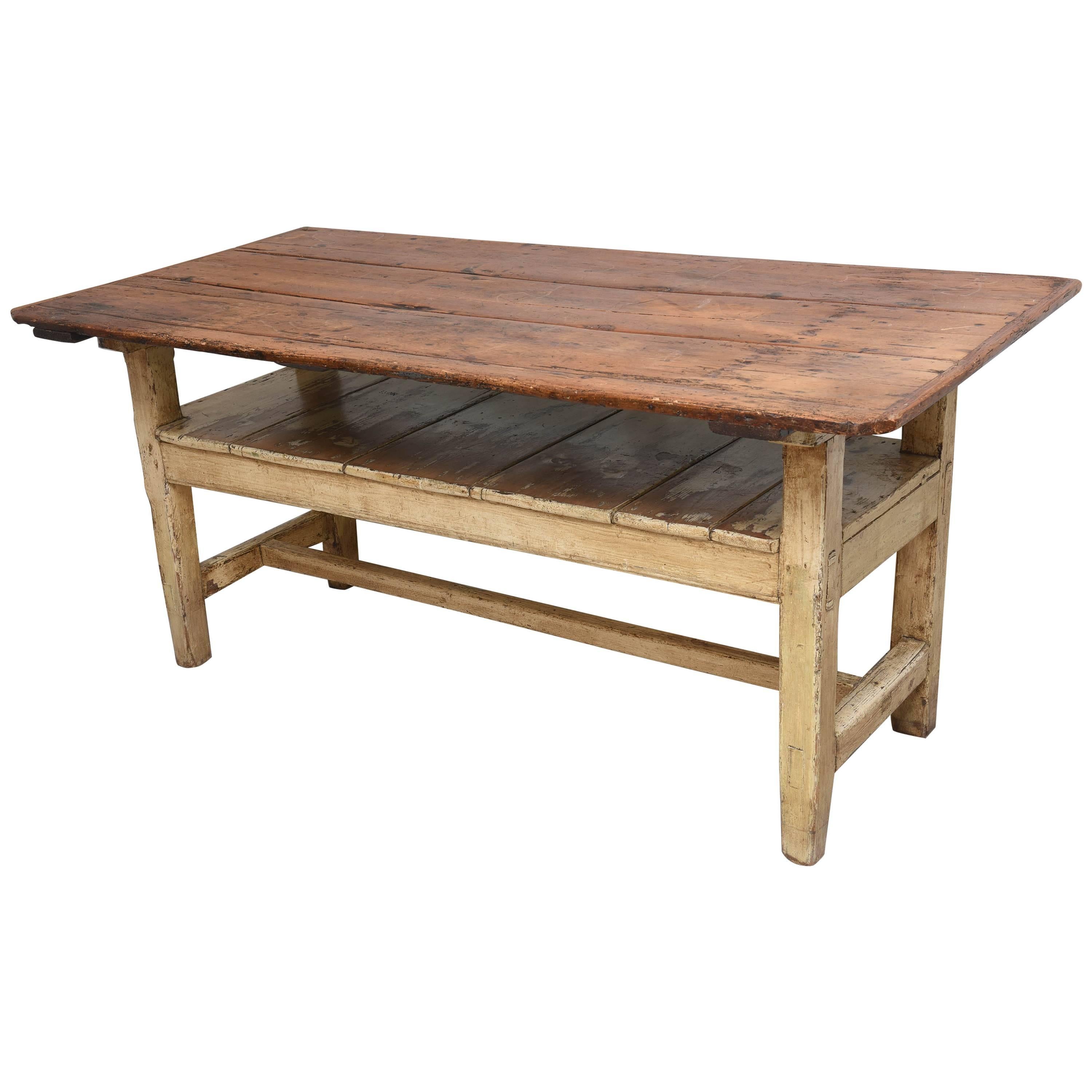 19th Century Farm Table or Settlers Bench For Sale