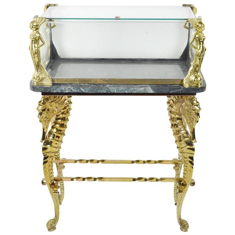 Art Deco Style Brass Aquarium with Seahorse Base at 1stdibs