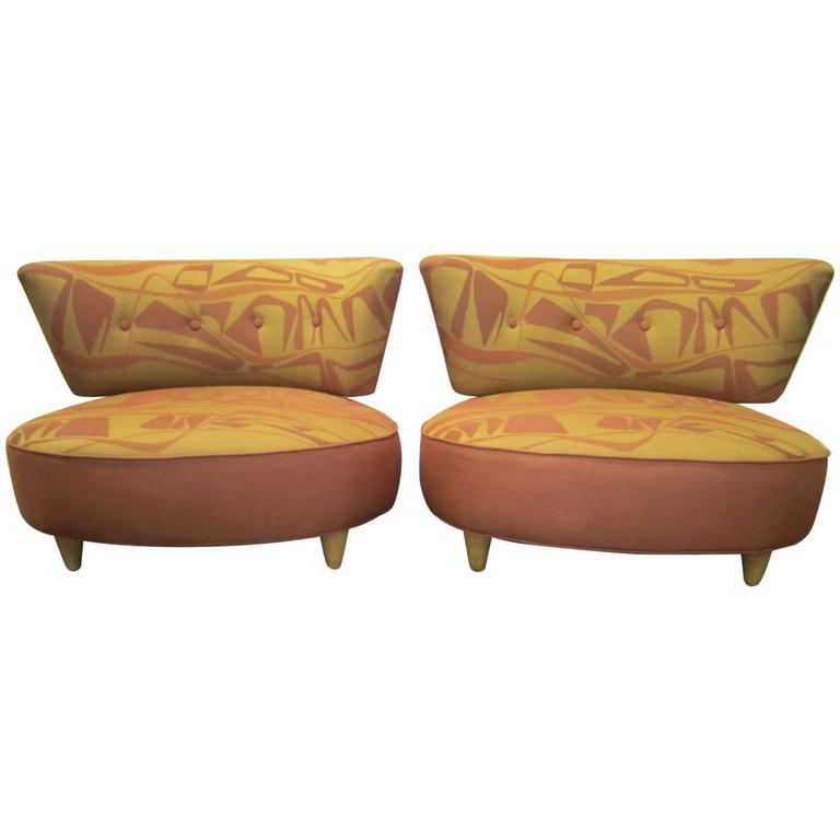 Whimsical Pair of Gilbert Rohde Style 1940s Slipper Chairs Mid-Century Modern