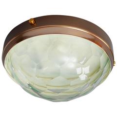 Large Faceted Glass Ceiling Light