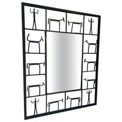 Mirror in Sculptural Wrought Iron Frame