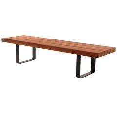 Custom 1950s Walnut Maple and Iron Table or Bench 7