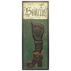Vintage Embossed Leather Sign "Booterie"