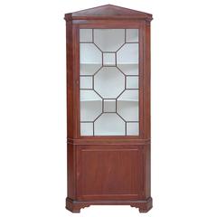 English Regency Corner Cabinet in Mahogany with Glass Panel Door 4