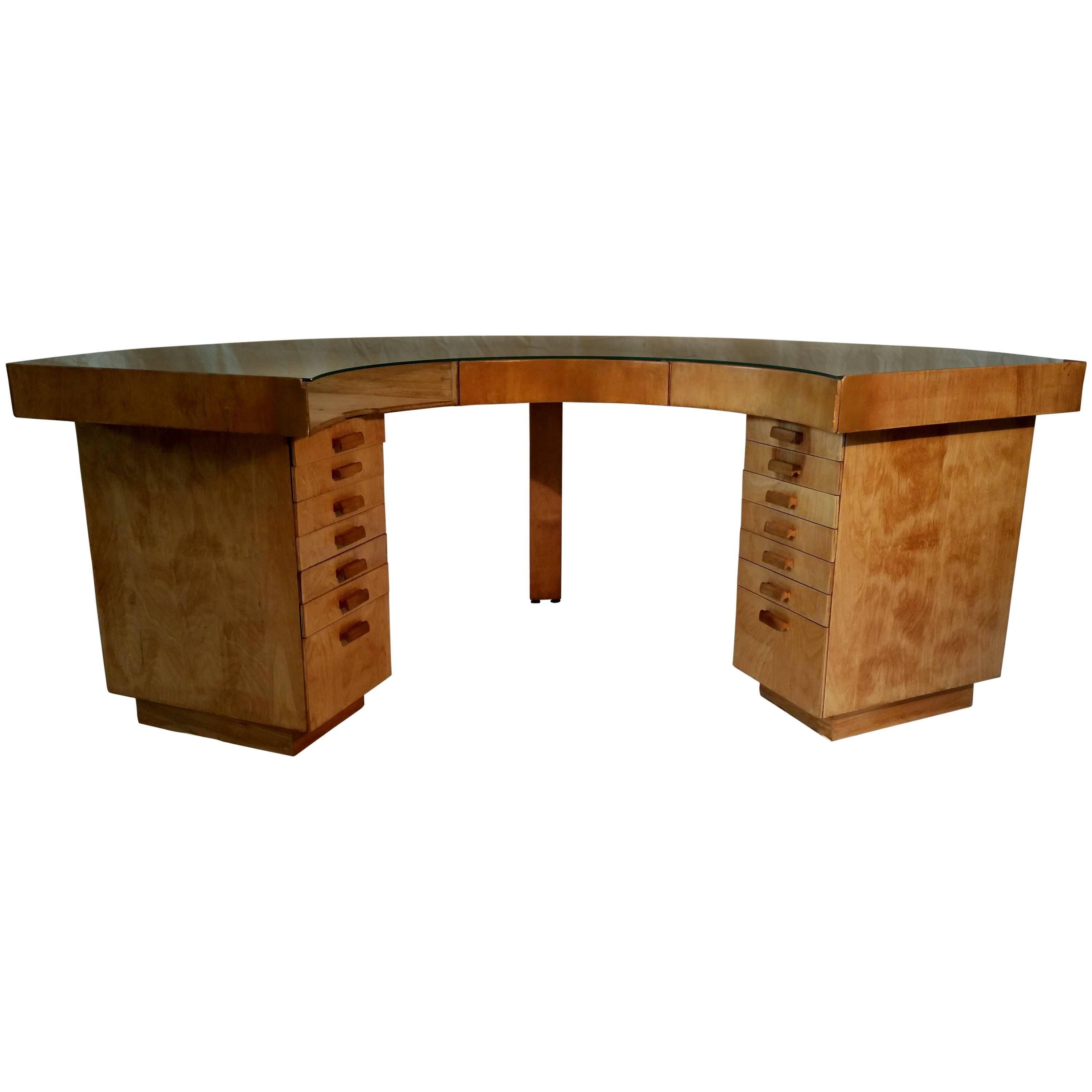Art Deco Birch Plywood Jewelers Desk, Manner of Alvar Aalto For Sale