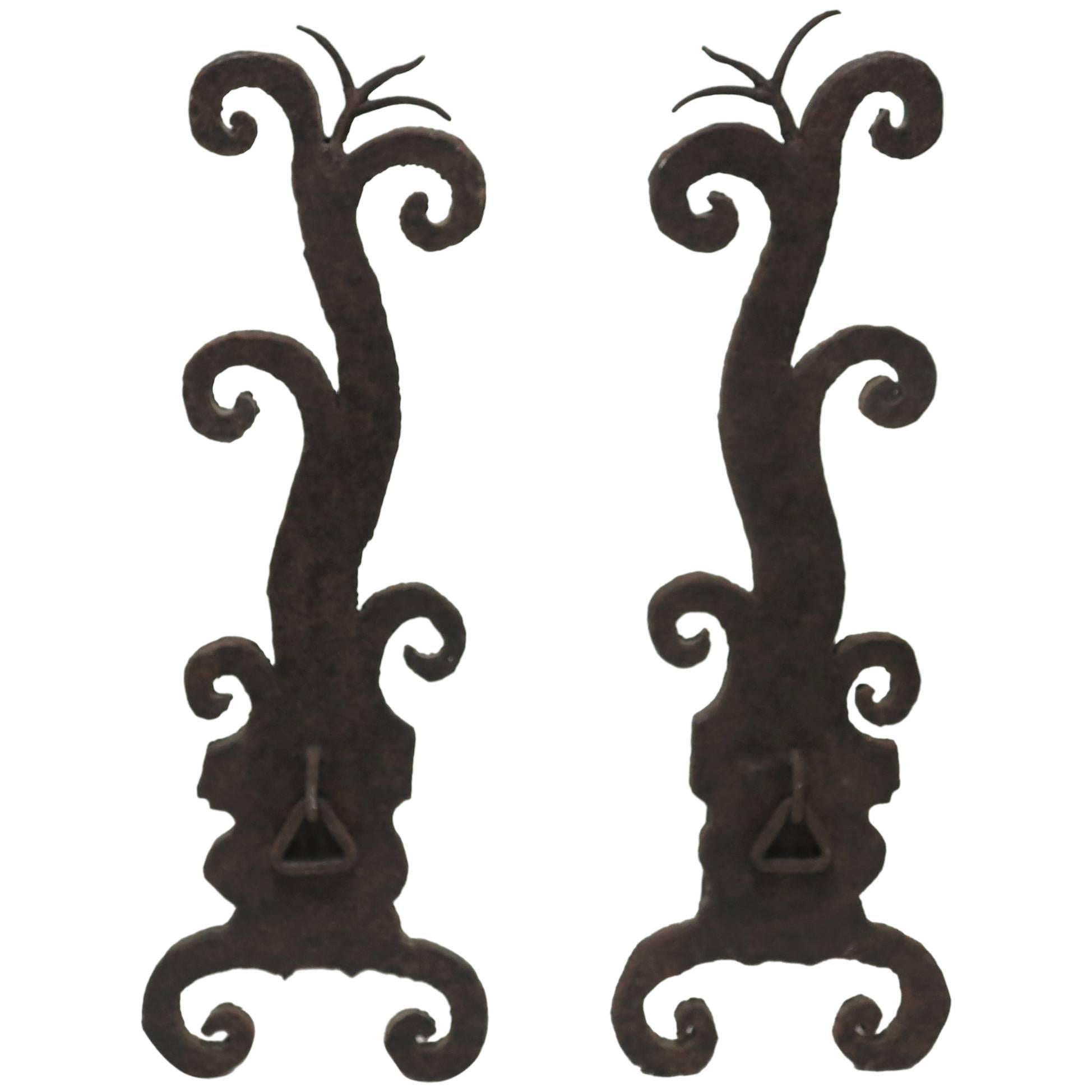 Artisan Made Hand-Forged Wrought Andirons