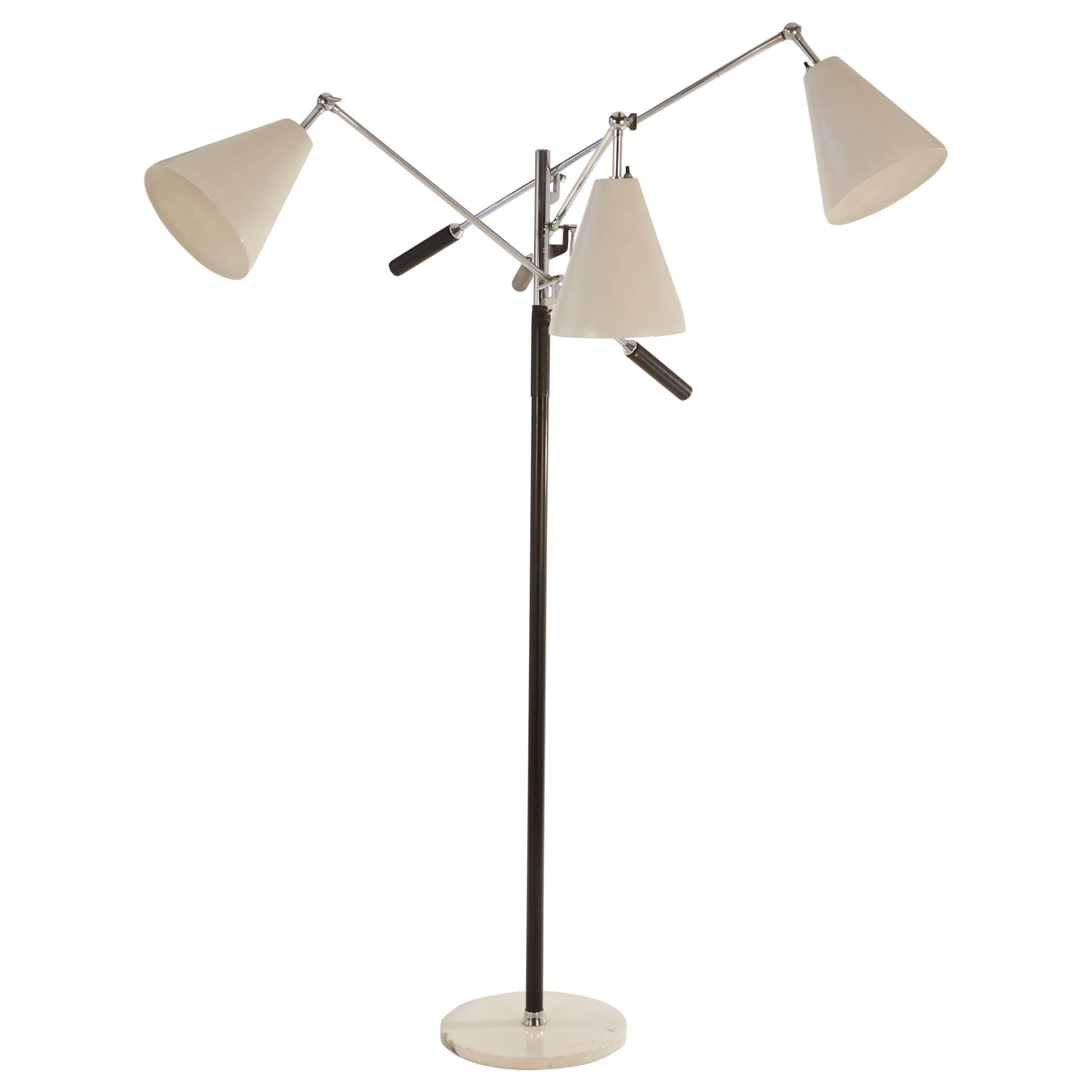 Triennale White Three-Arm Floor Lamp by Arredoluce