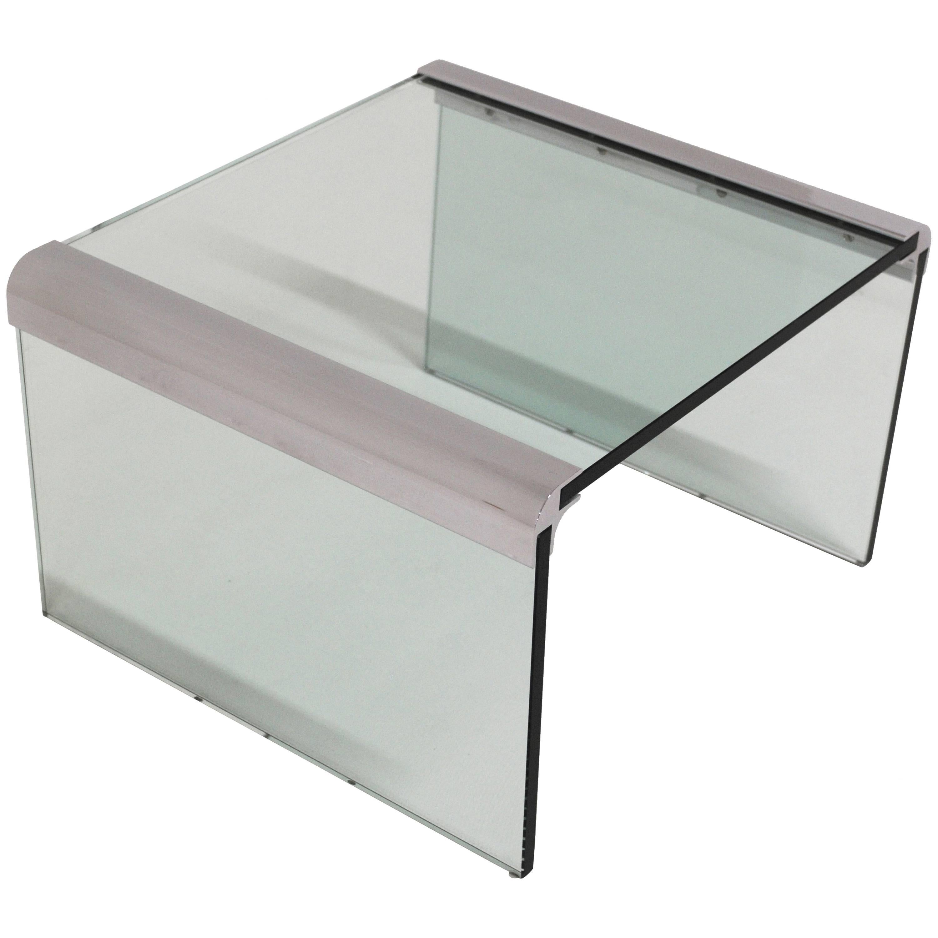 Pace Chrome and Glass Side Table For Sale