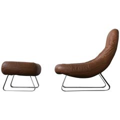 Leather Lounge Chair and Ottoman by Percival Lafer 