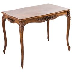 19th Century French Hand Carved Walnut Louis XV Style Writing Table