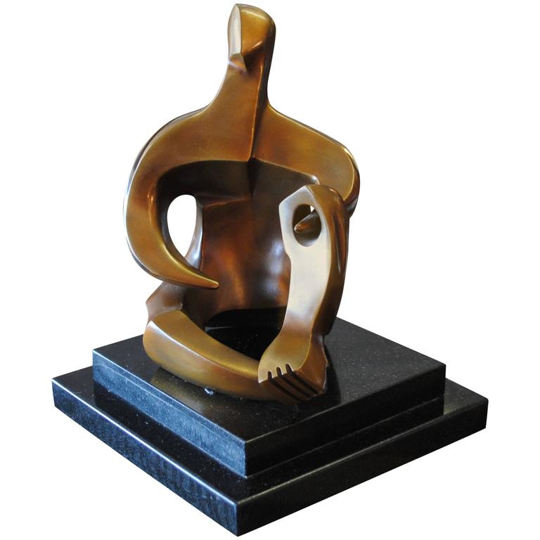 Modern Signed Abstract Bronze TableTop Sculpture at 1stdibs