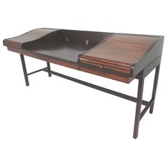 Vintage Rosewood Roll Top Writing Desk by Edward Wormley for Dunbar