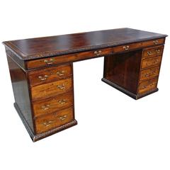 Fine Georgian Carved Mahogany Leather Top Writing Desk