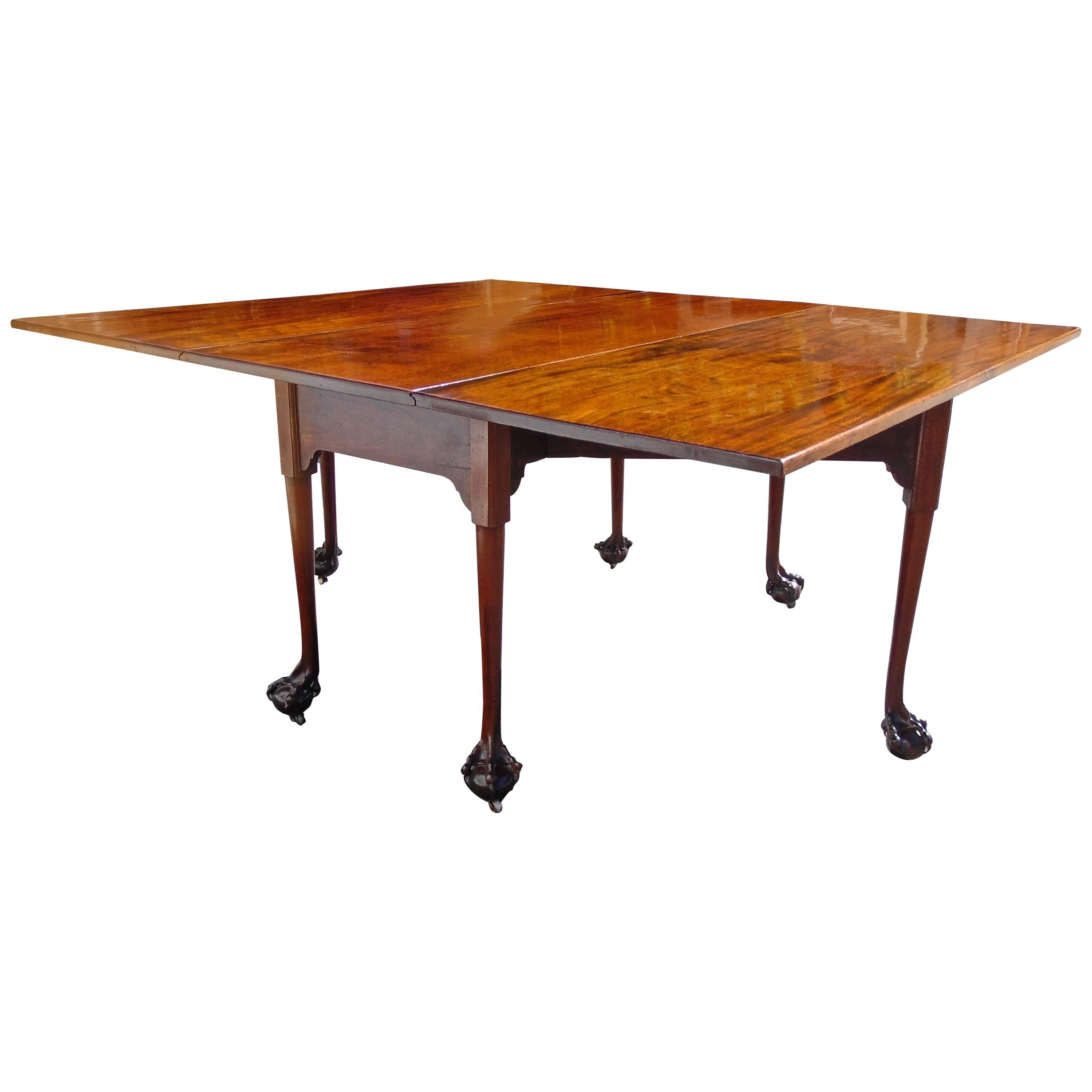 English Chippendale Reticulated Ball and Claw Foot Drop-Leaf Table