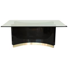 Black and Brass Dining Table Base Attributed to Mastercraft Black and Brass Dining Table Base Attributed to Mastercraft