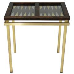 Burl Wood and Brass Backgammon Game Table