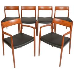 Set of Six No. 77 Teak Dining Chairs by Niels Moller for J.L. Møller Mobelfabrik