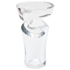 Retro Sculptural Baccarat Monumental Crystal Modernist Vase