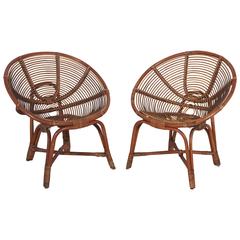 Italian Round Bamboo Lounge Chairs