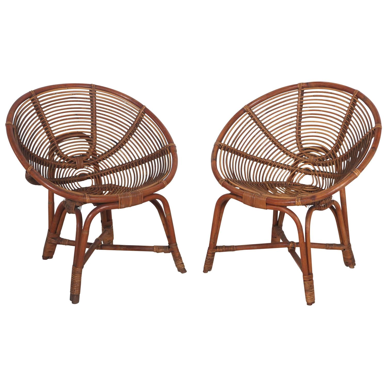 Italian Round Bamboo Lounge Chairs At 1stdibs